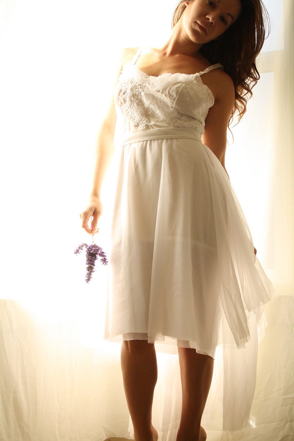 Sample-In Dreams- So Sweet White Bridal Or Bridesmaids Dress Eco Friendly