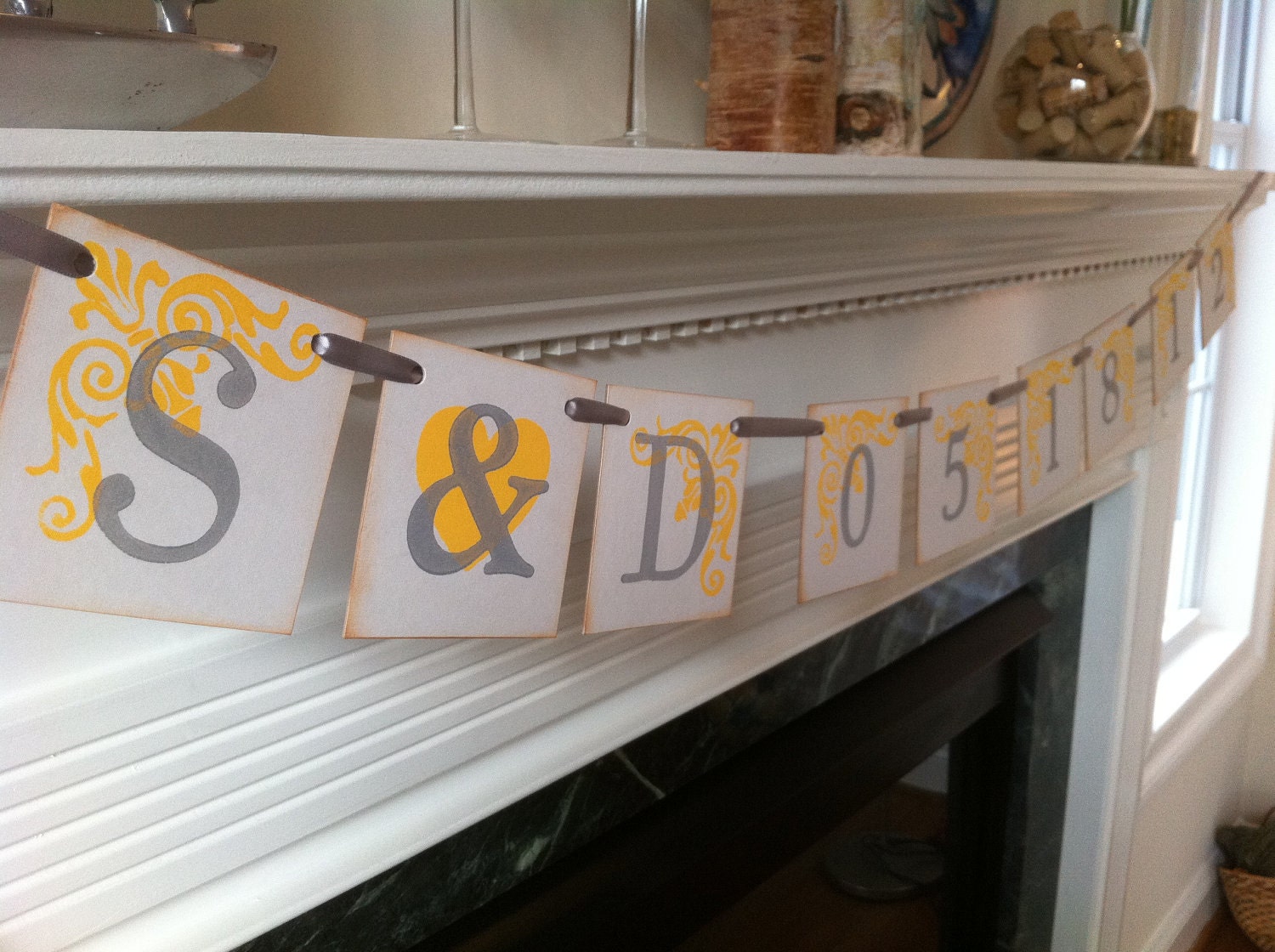 Custom Colors Initals and Date Wedding Banner / Save The Date Wedding Banner Photo Prop Engagement Party