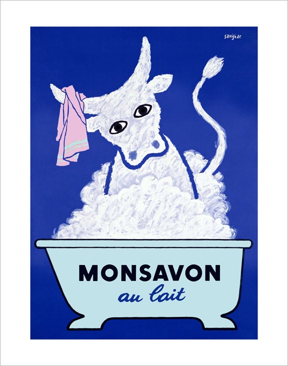 French Poster Print - Vintage print - Monsavon au lait - 11x14 print