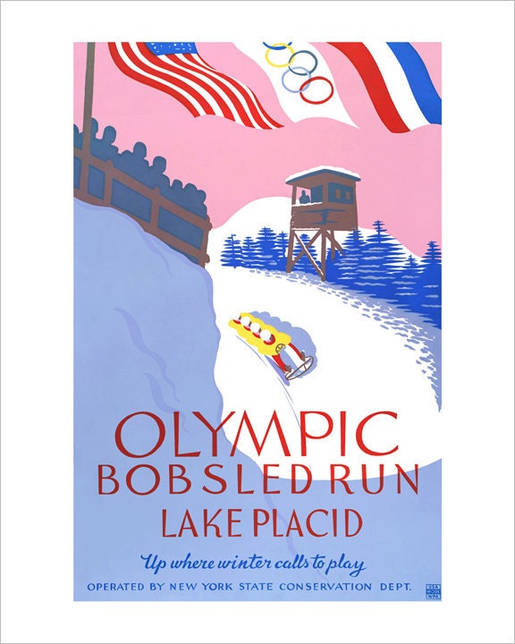 8x10 -Olympic Bobsled Run - WPA Poster Print