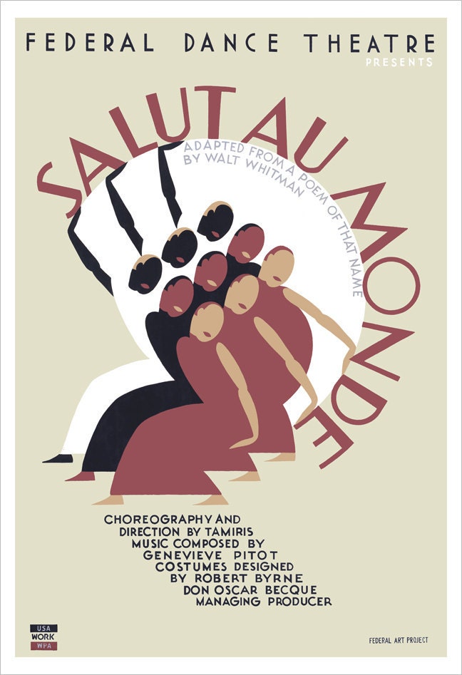 Dance wall art - 13x19 -Salut Au Monde - WPA Poster Print