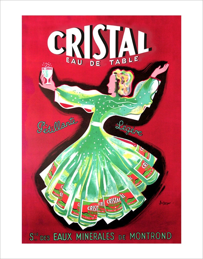 Vintage French Poster Print -11x14 -Cristal Eau de Table -