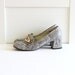 Vintage Penny Loafers, 60s Mod Spectator Shoes, Chunky Block Heel, size 6 size 7