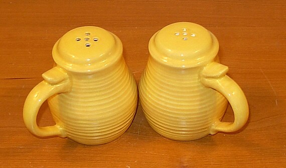 Pottery Salt and Pepper Shakers Yellow by ceramicsbylisa