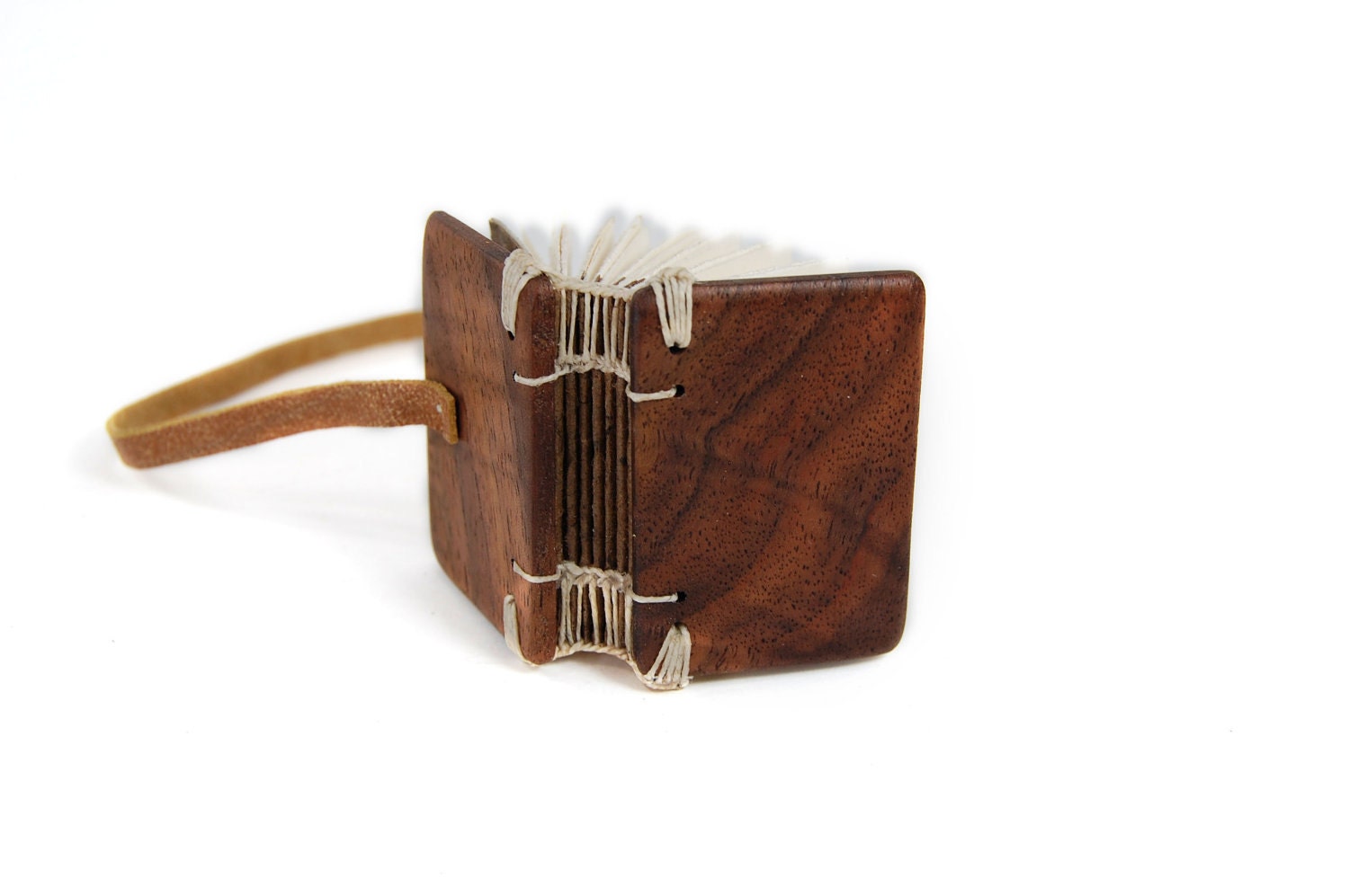 black walnut  mini journal - small handmade wood book - woodland rustic
