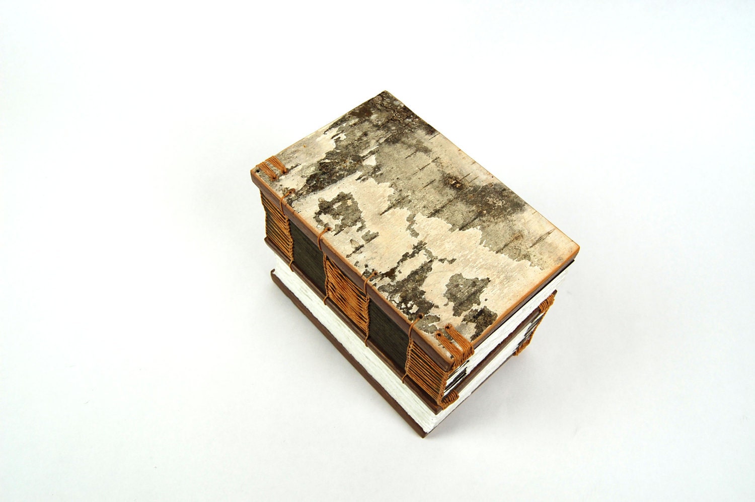 Dos-à-dos - double journal  rustic wood book - birch bark - woodland brown - unique gift - made to order