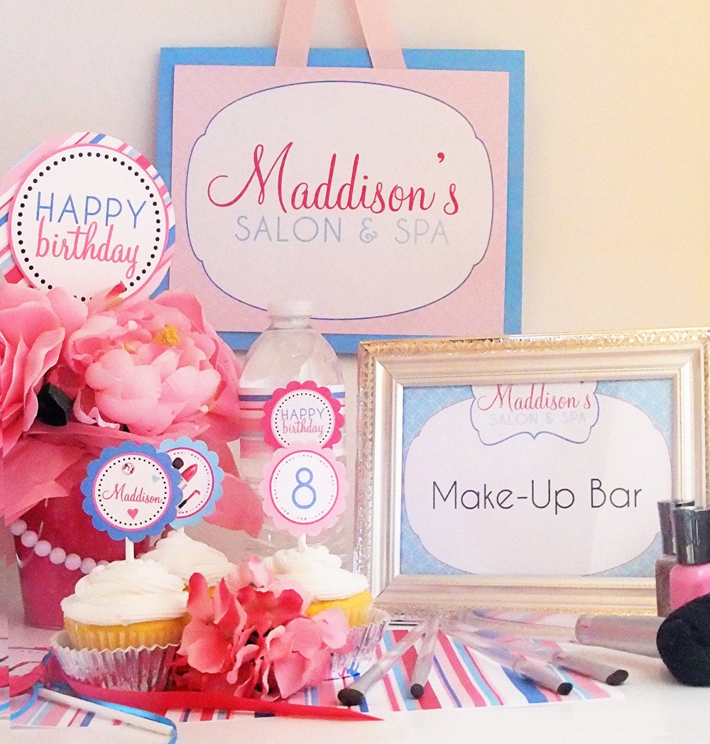 Printable Spa Make Up Party Decorations by 505 Design Paperie
