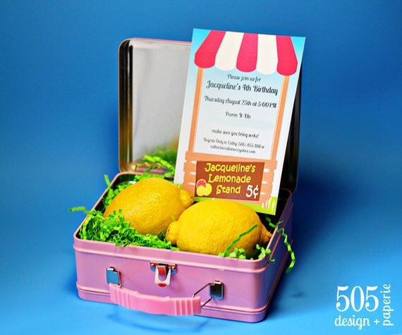 Lemonade Stand Invitation - Printable Lemonade Party Invitation by 505 Design Paperie Il_570xn