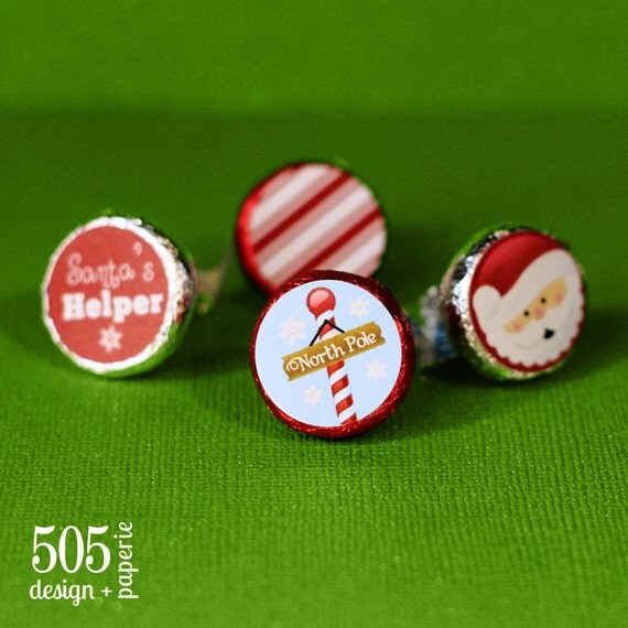INSTANT DOWNLOAD - Printable Holiday Candy Circle Stickers Hershey Kiss Stickers Holly Jolly Christmas Collection Il_570xn