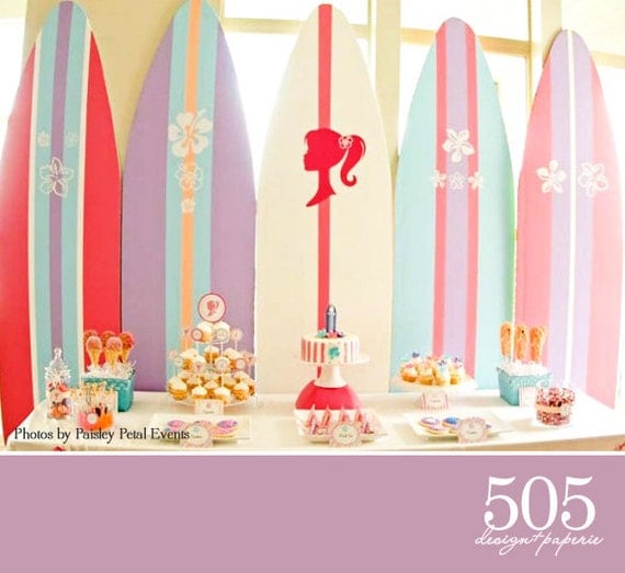 Barbie Mermaid Tale Inspired Birthday Party Decorations - Printable Party Package Surfer Girl Party Decor by 505 Design Paperie Il_570xn