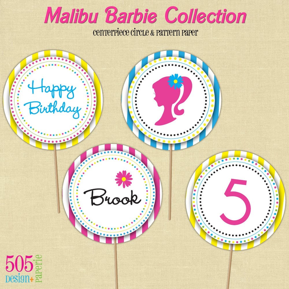 Malibu Barbie Inspired Birthday Party Theme Printable Decorations