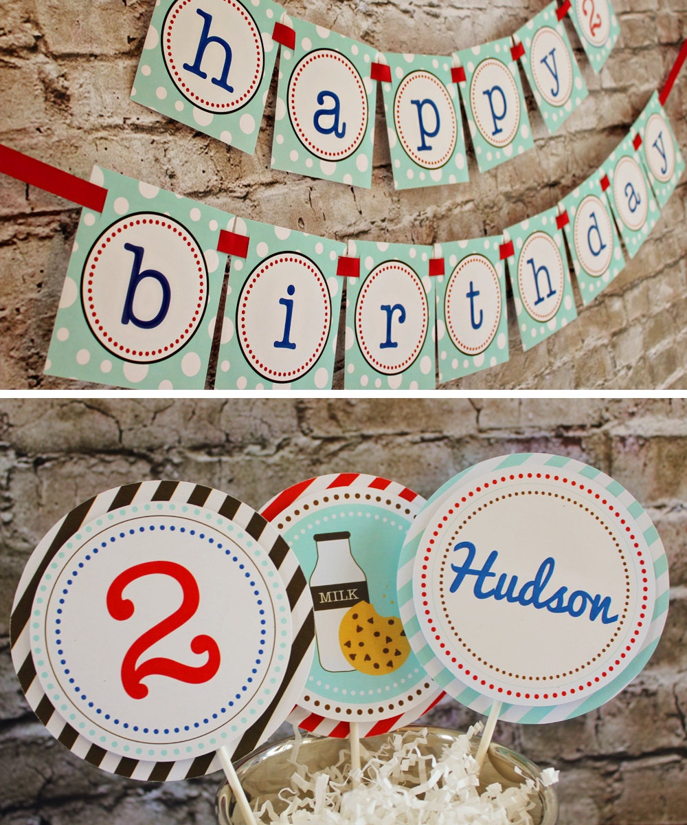 Boys Cookies & Milk Party Decorations Printable Party Package by 505 Design Paperie