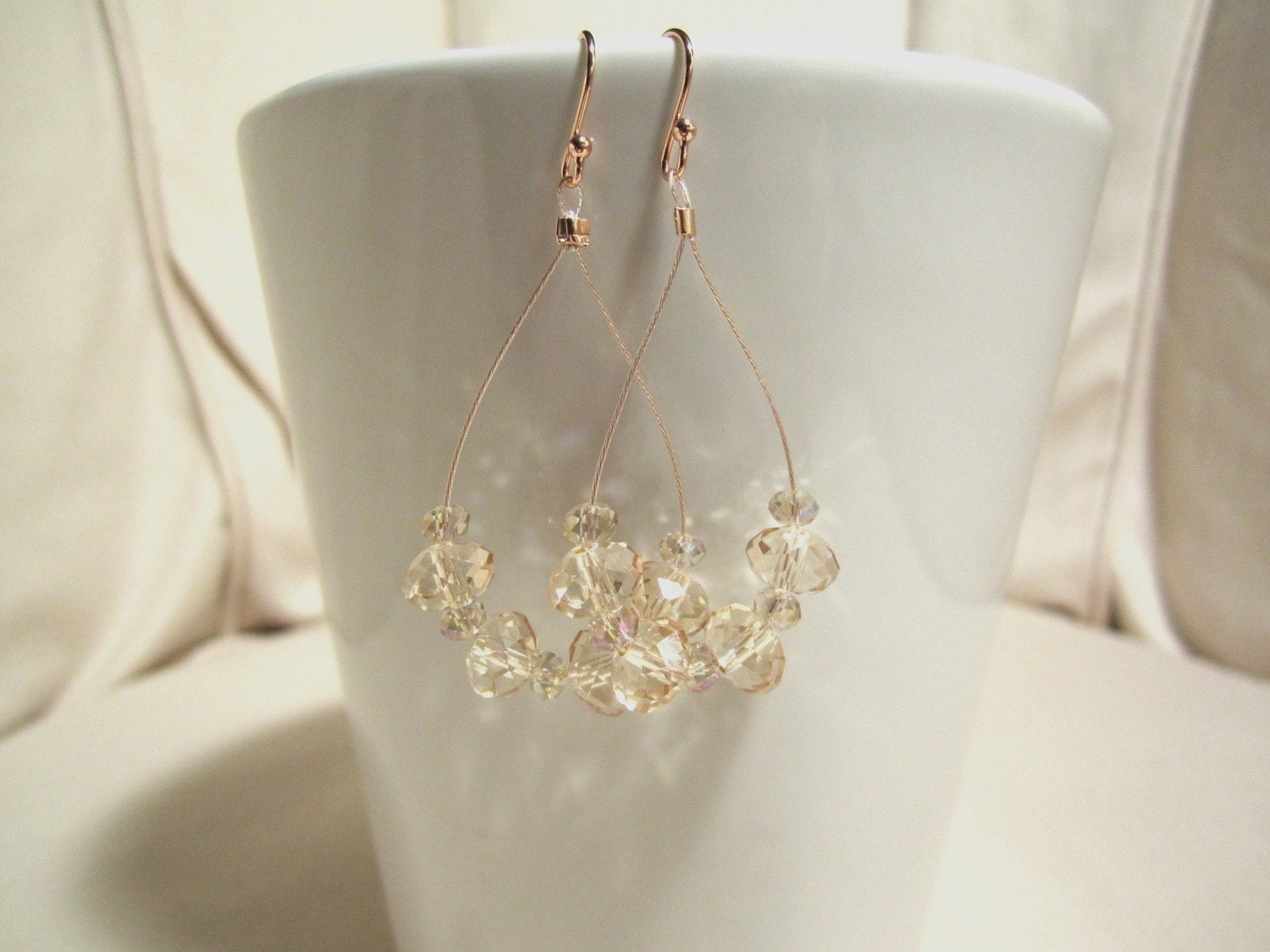 Rose Gold Champagne Crystal Earrings