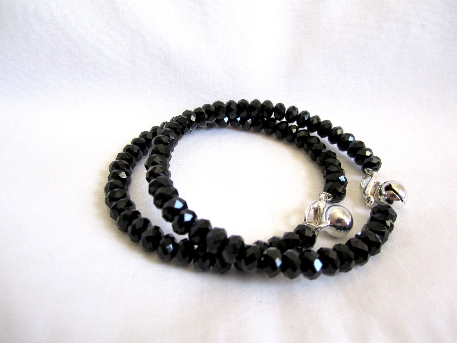 Jingle Bell Crystal Bangle in Black (Matching Kids/Teen Sizes Available)