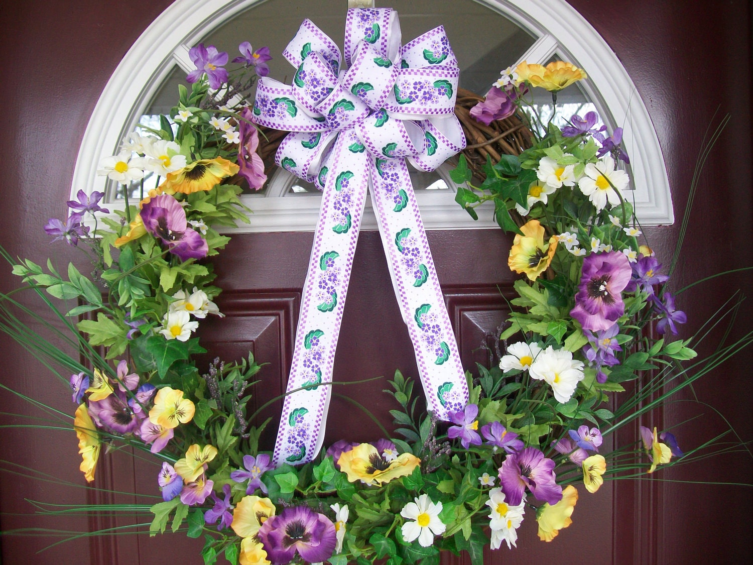 Spring Wreath - Sweet Victorian Pansies Wreath