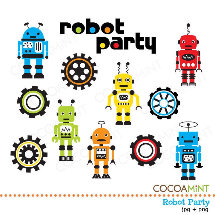 Robot Party Clip Art Il_570xn