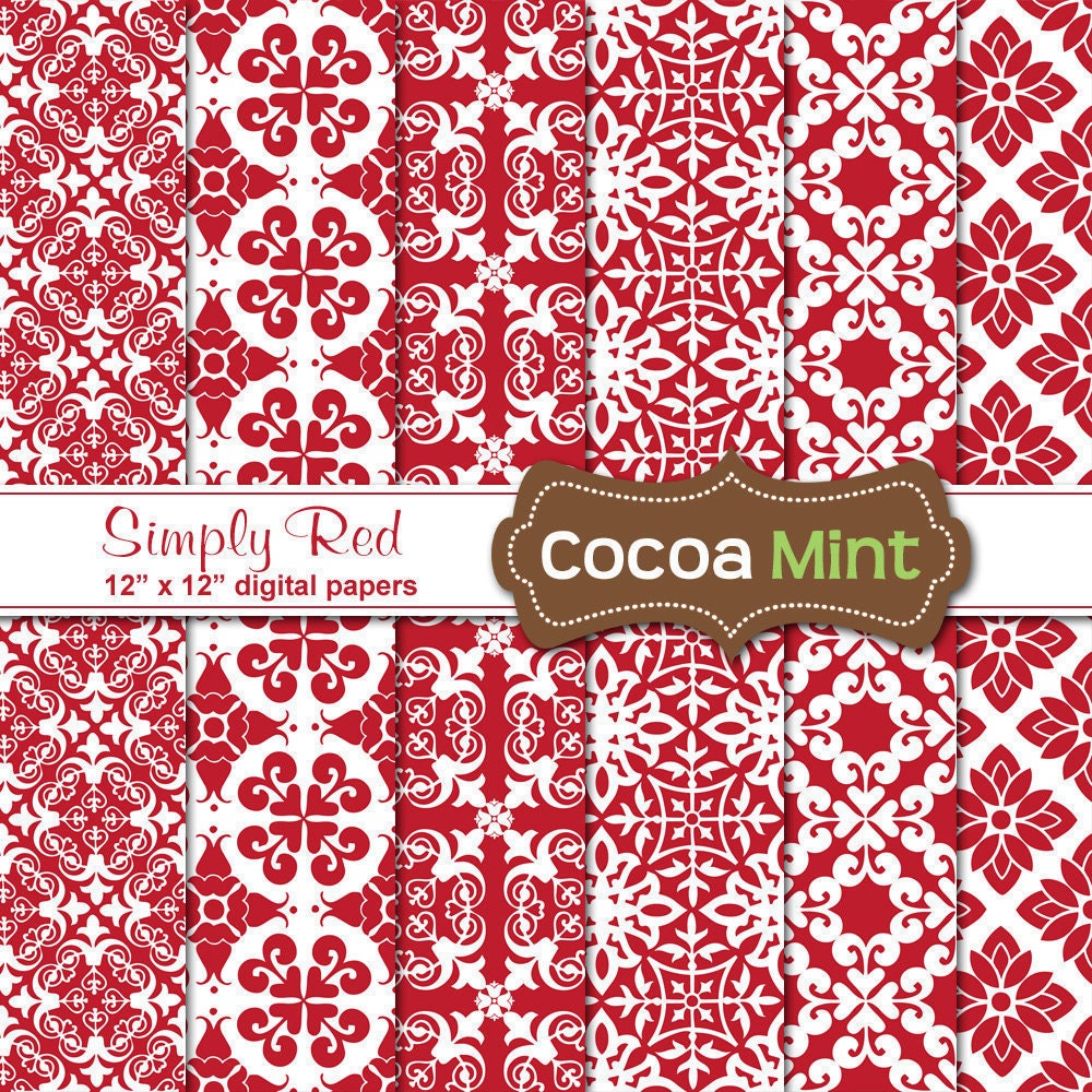 Simply Red Digital Papers Il_570xn