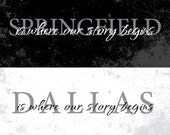 Customized "Where Our Story Begins" Art Print // Black and White // 9X20
