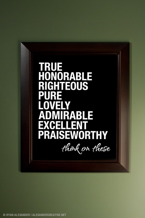 Think On These (Philippians 4:8) // Black and White // 16x20