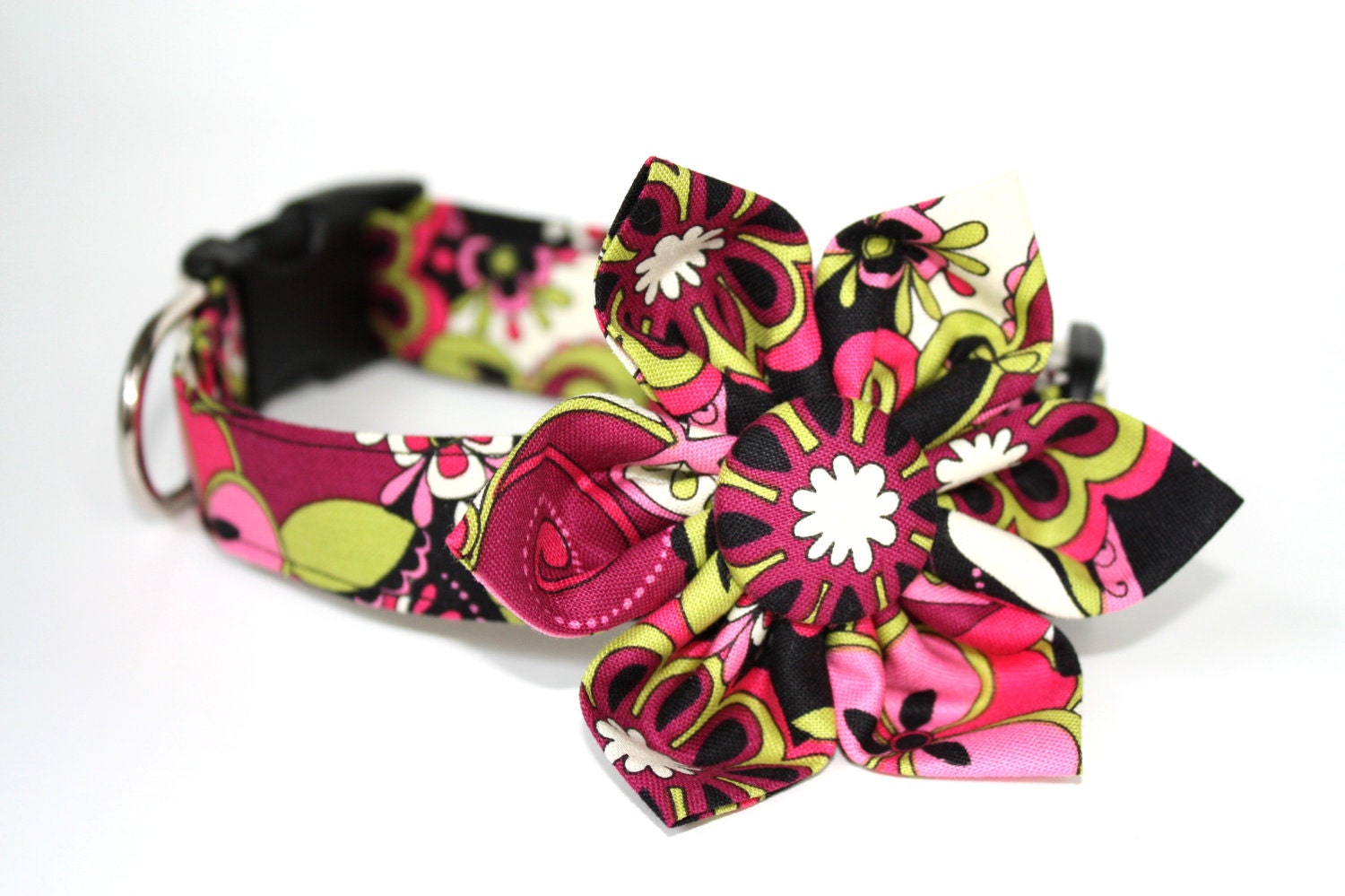 Dog Collar & Flower Set - Plum Dahlia