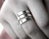 Silver Wrap Ring - Sterling Silver Ring Wrap Design Spiral Adjustable Wide Band Modern Simple Organic Pattern - MADE TO ORDER In Your Size