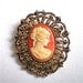 Cameo Brooch, 1970's, Vintage Jewelry, Vintage Pin, High Fashion, Large, 1 1/2" x 1 7/8"