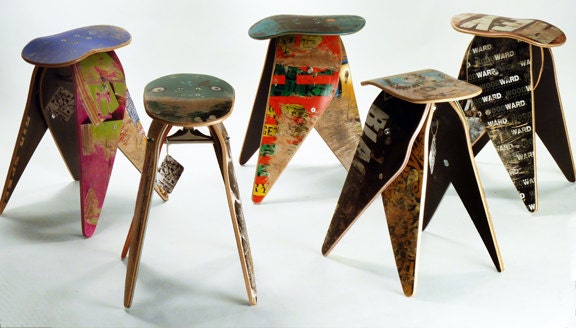 recycled skateboard stool - Custom