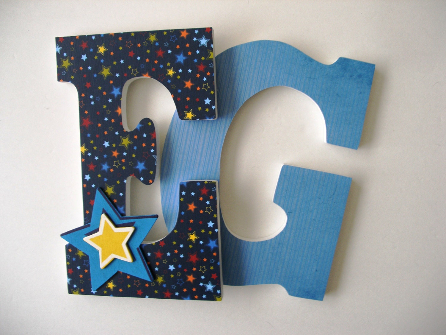 Custom Decorated Wooden Letters STAR Theme Nursery Bedroom Home Décor, Wall Decorations, Wood Letters, Personalized