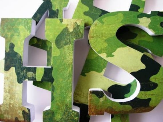 Custom Decorated Wooden Letters CAMOUFLAGE Kitchen by LetterLuxe