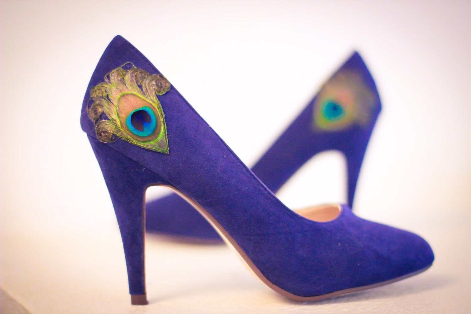 New Years Sale ... Navy Peacock Pumps ... Size 6