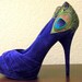 Blue Peacock Peep Toe Pleated Pump ... Size 8.5