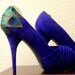 Blue Peacock Peep Toe Pleated Pump ... Size 8.5