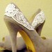 Grey Peep Toe Pumps with White Venise Lace ... Size 10