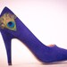 New Years Sale ... Navy Peacock Pumps ... Size 6