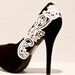 Black Pumps with White Venise Lace ... Size 5.5
