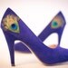 New Years Sale ... Navy Peacock Pumps ... Size 6