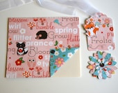 Pink Frolic and Bloom Baby Animals Note Card Set With Gift Tag and 3D Flower Embellishment