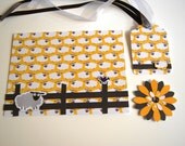 Sheep on Yellow Note Card Set with Gift Tag with 3D Flower Embellishment