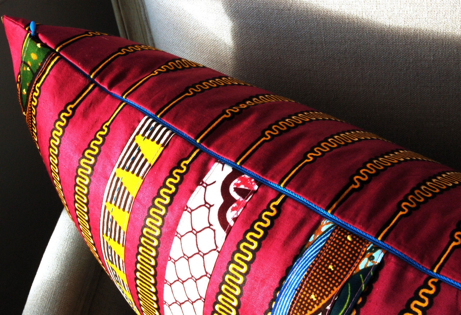 Tribal DayDreamer Pink Patchwork Pillow cover 100% cotton - Deluxe Large OOAK 24 x 16 inches