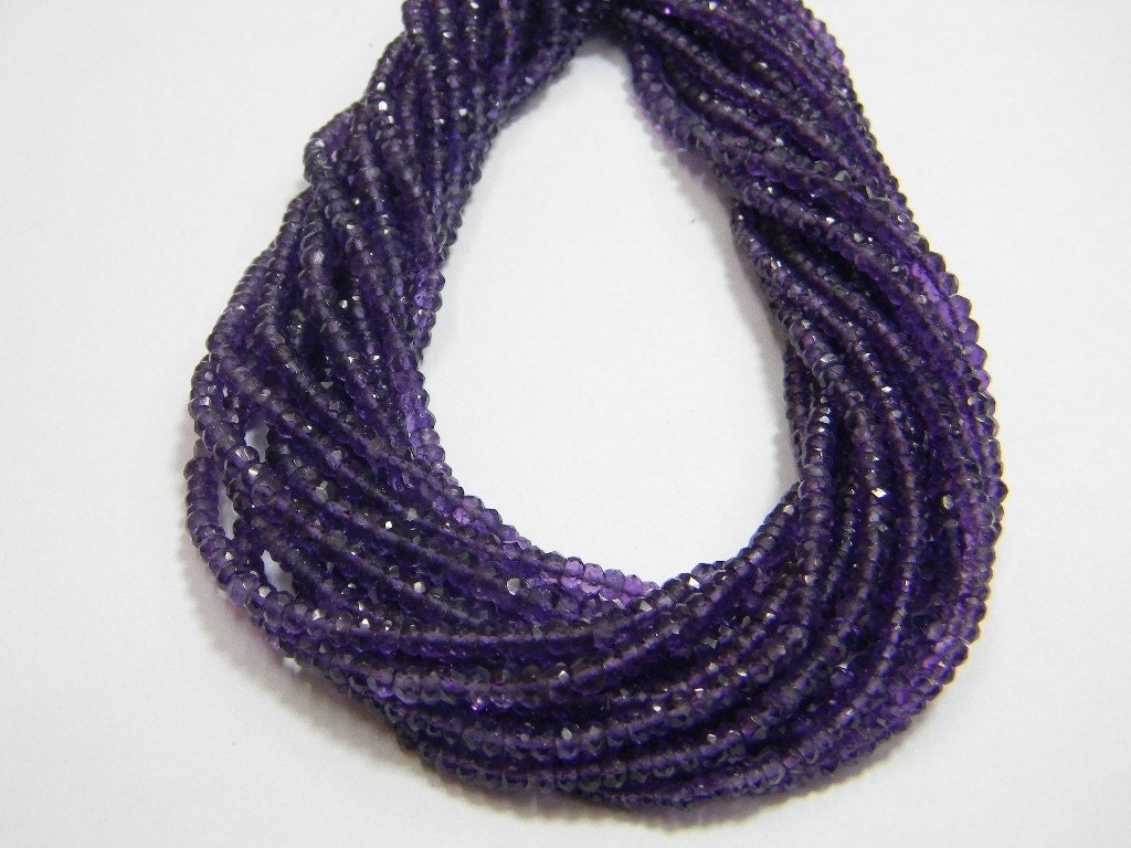 AAA Quality African Amethyst Micro Faceted Roundell 14 inch strand pack of 2 strands 3 mm approx