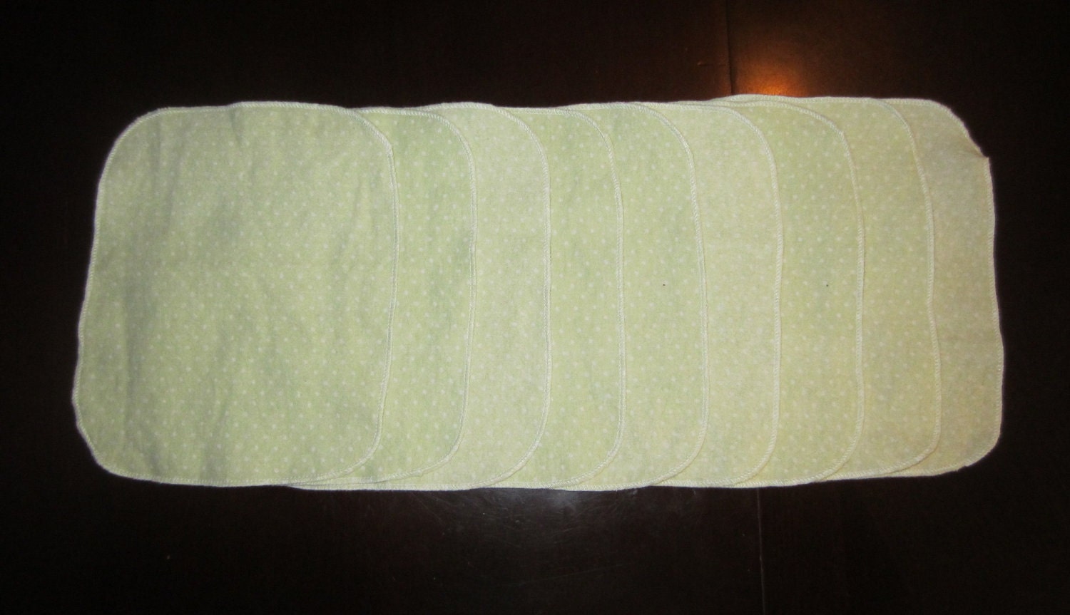 Up-cycled Cloth Wipes - Green with White Spots