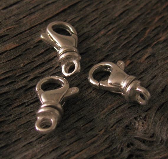 Swivel Lobster Claws in Sterling Silver 3 pcs Medium to Large Clasps11.8mm x 6mm SP20a