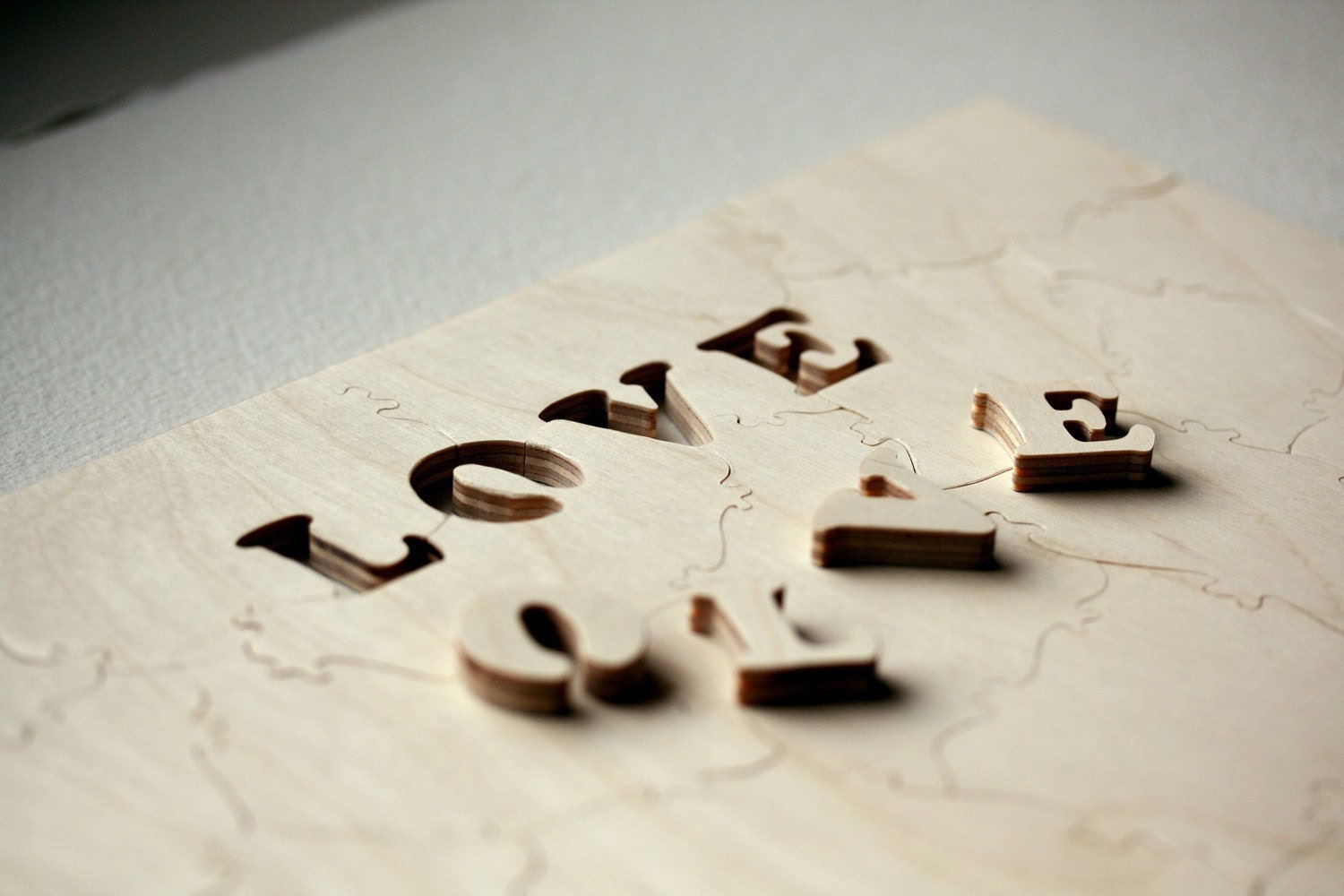 30 piece Wood Wedding Guest Book Puzzle LOVE