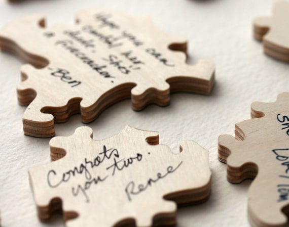 Custom 100 piece Rustic Guest Book Wedding Puzzle WOOD perfect for barn wedding