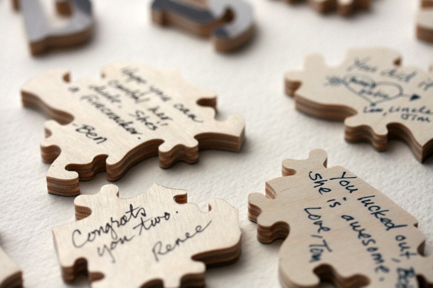 40 piece Custom Wedding Guest Book Wood PHOTO Puzzle - Elegant and Modern