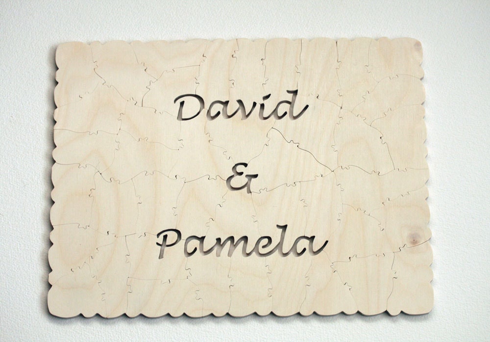 Custom 100 piece Rustic Guest Book Wedding Puzzle WOOD perfect for barn wedding