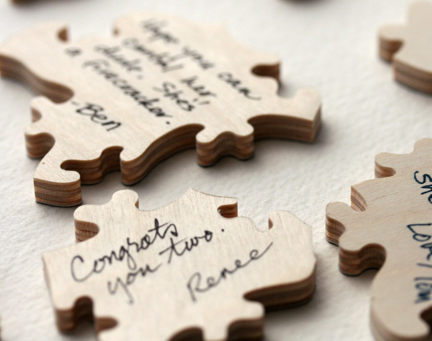 50 piece Wood Guest Book Wedding Puzzle HEART TREE - great for barn wedding