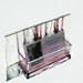 Stained Glass Business Card Holder Pink Confetti Art Glass Office Desk Accessory Handmade OOAK Striped