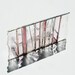 Stained Glass Business Card Holder Pink Confetti Art Glass Office Desk Accessory Handmade OOAK Striped