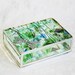 Reserved for GARDEN DREAMS GIVEAWAY July 2 - 8 Stained Glass Jewelry Box Purple Blue Green Confetti 3x4 Floral-stamped Dragonfly